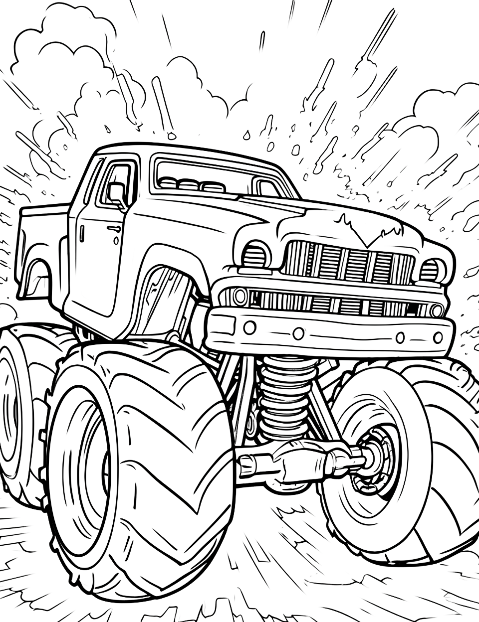 Monster truck coloring pages free printable sheets