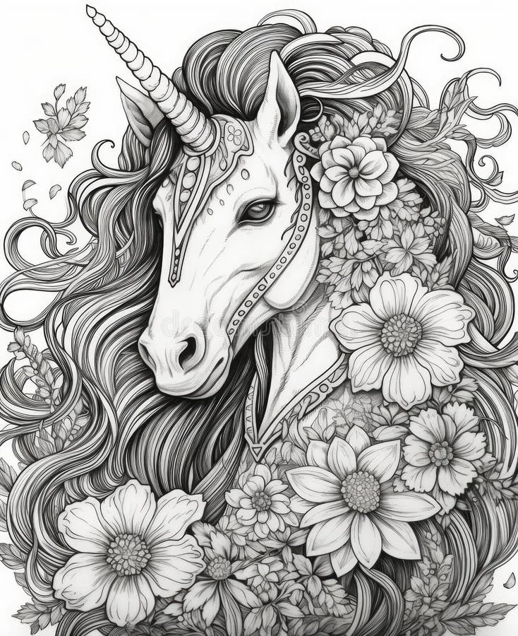 Adult unicorn coloring pages stock illustrations â adult unicorn coloring pages stock illustrations vectors clipart