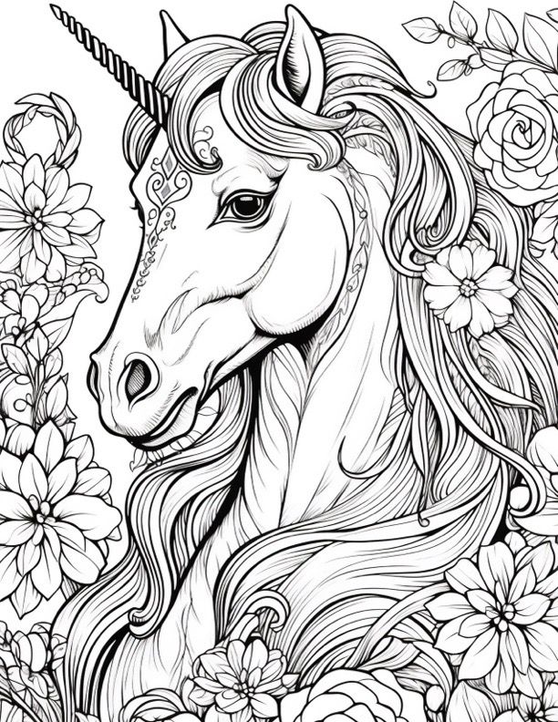 Colorful printable unicorn coloring pages