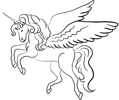 Winged unicorn coloring page free printable coloring pages