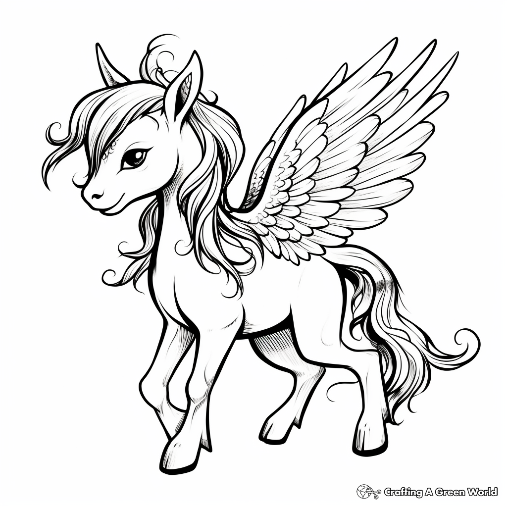 Unicorn with wings coloring pages