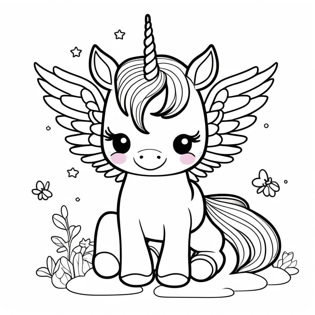 Unicorn with wings coloring pictures