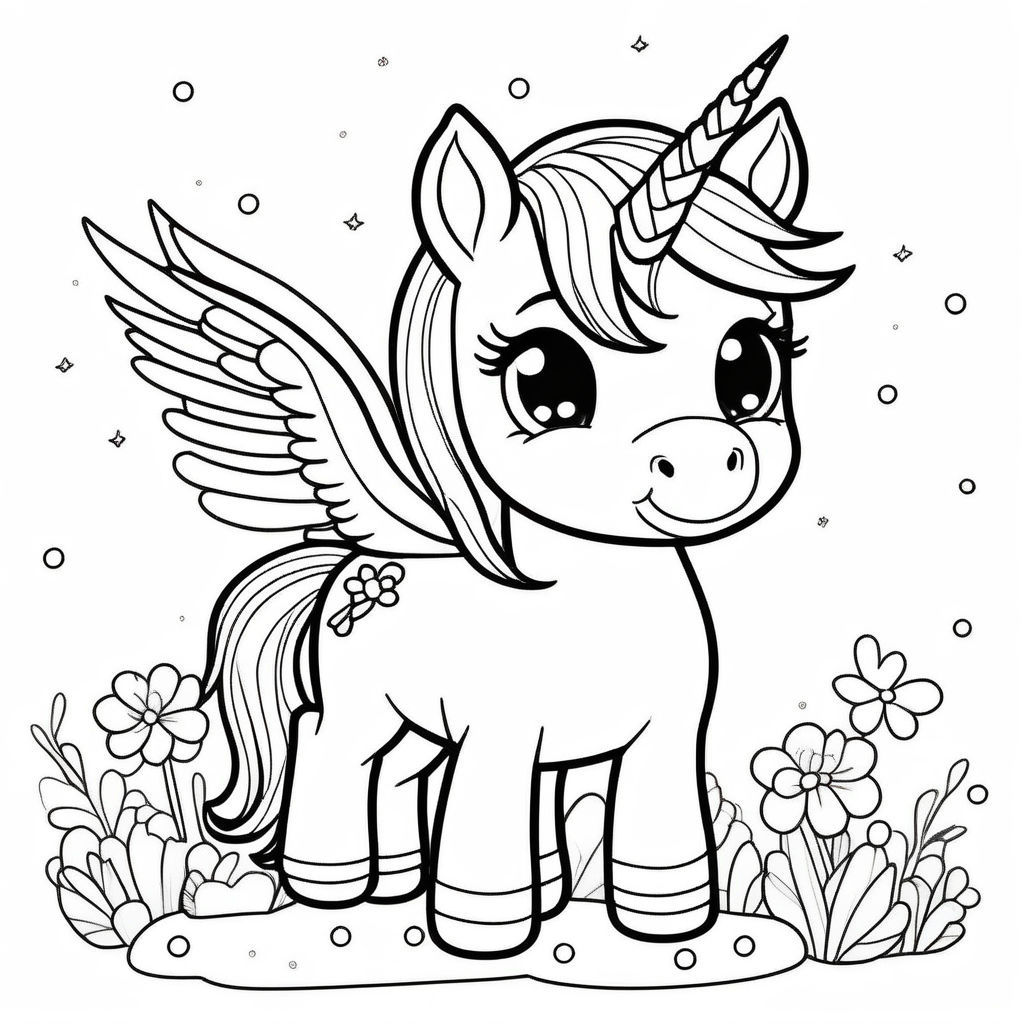 Unicorn with wings coloring pictures