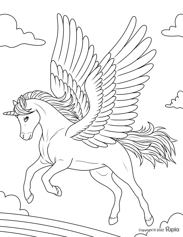 Ðï unicorn with upstanding wings