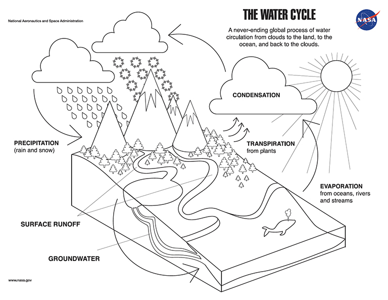 Coloring page the water cycle â change vital signs of the planet