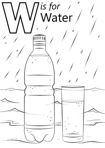 Letter w is for water coloring page free printable coloring pages