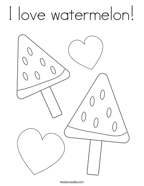I love watermelon coloring page