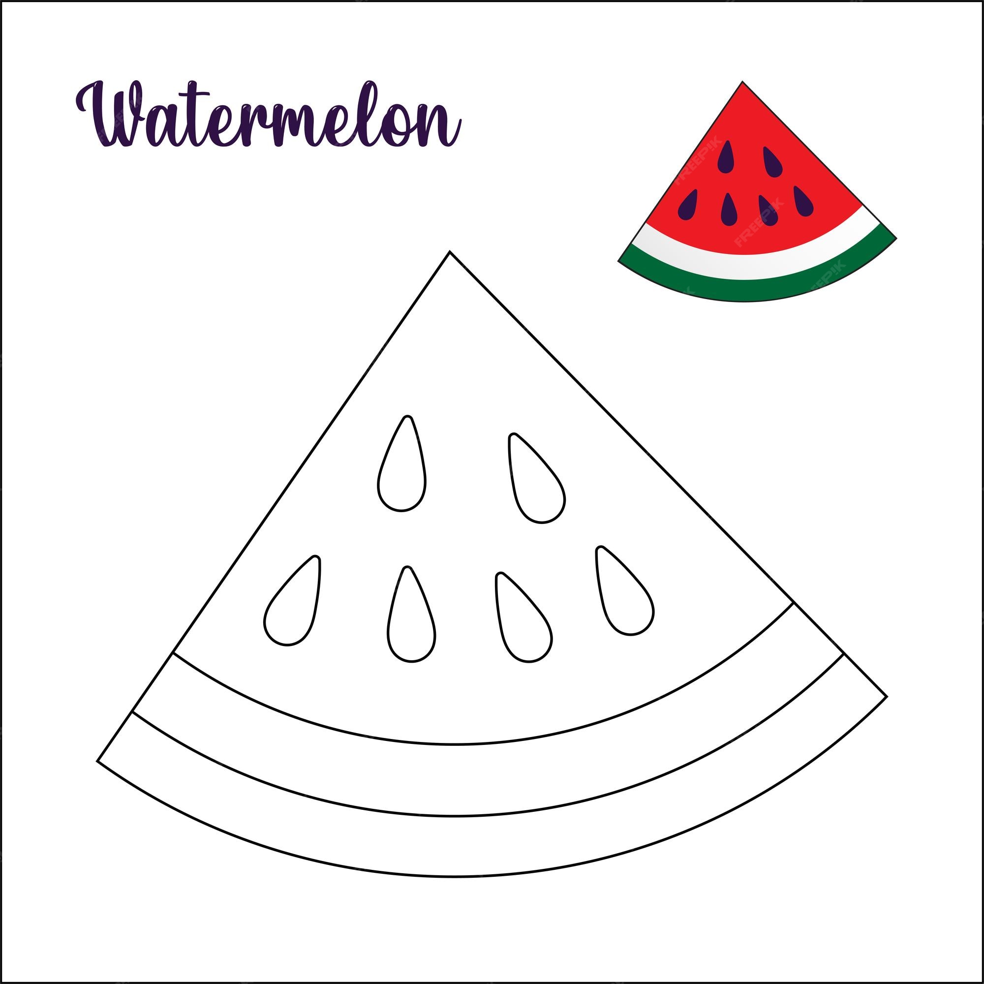 Premium vector watermelon slice coloring page