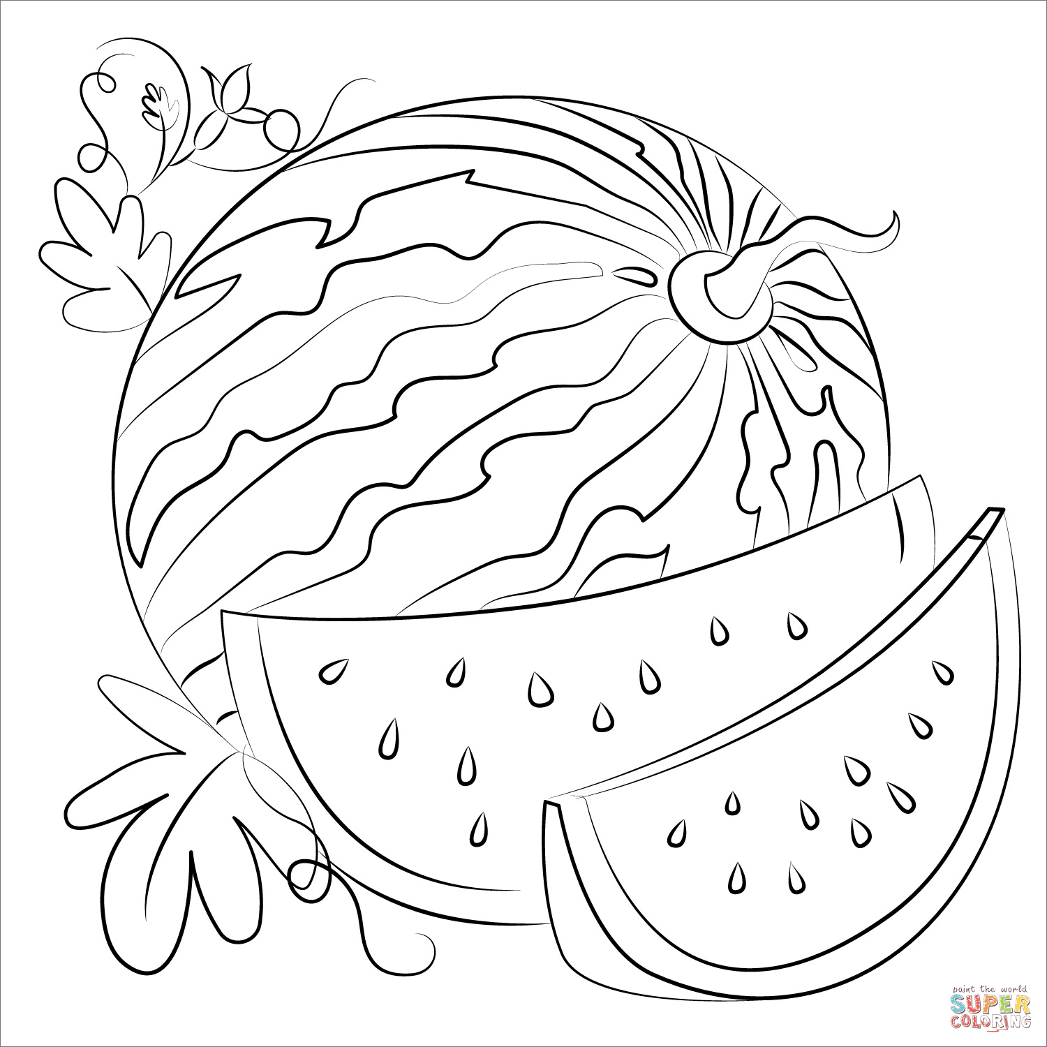 Watermelon coloring page free printable coloring pages