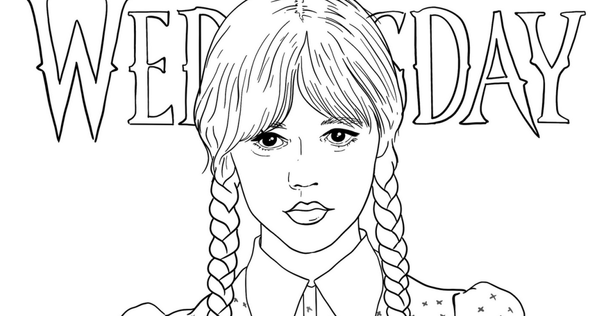 Wednesday addams coloring page on wednesdays we wear black drawings wednesday addams easy drawings