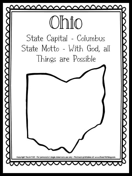 Ohio state outline coloring page free printable â the art kit