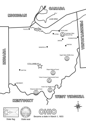 Ohio map coloring page free printable coloring pages