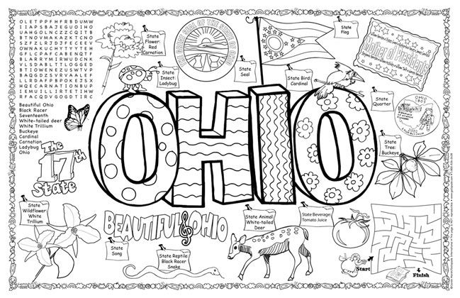 Ohio symbols facts funsheet âãã pack of th grade social studies ohio state colors super coloring pages