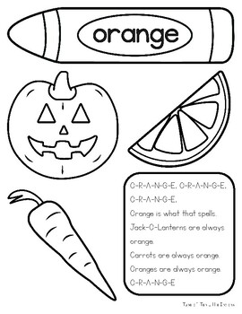 Color word coloring sheet orange by grace by design tpt