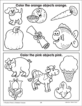 Orange and pink coloring corresponding pictures printable coloring pages