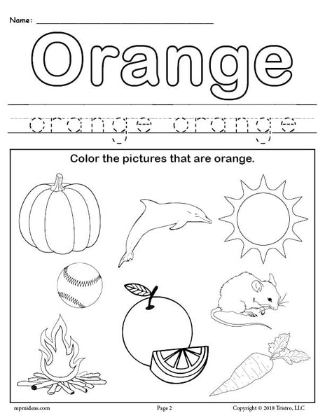 Color orange worksheet â