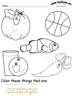 Free printable color orange worksheets for kids