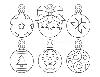 Printable christmas ornaments coloring pages blank templates