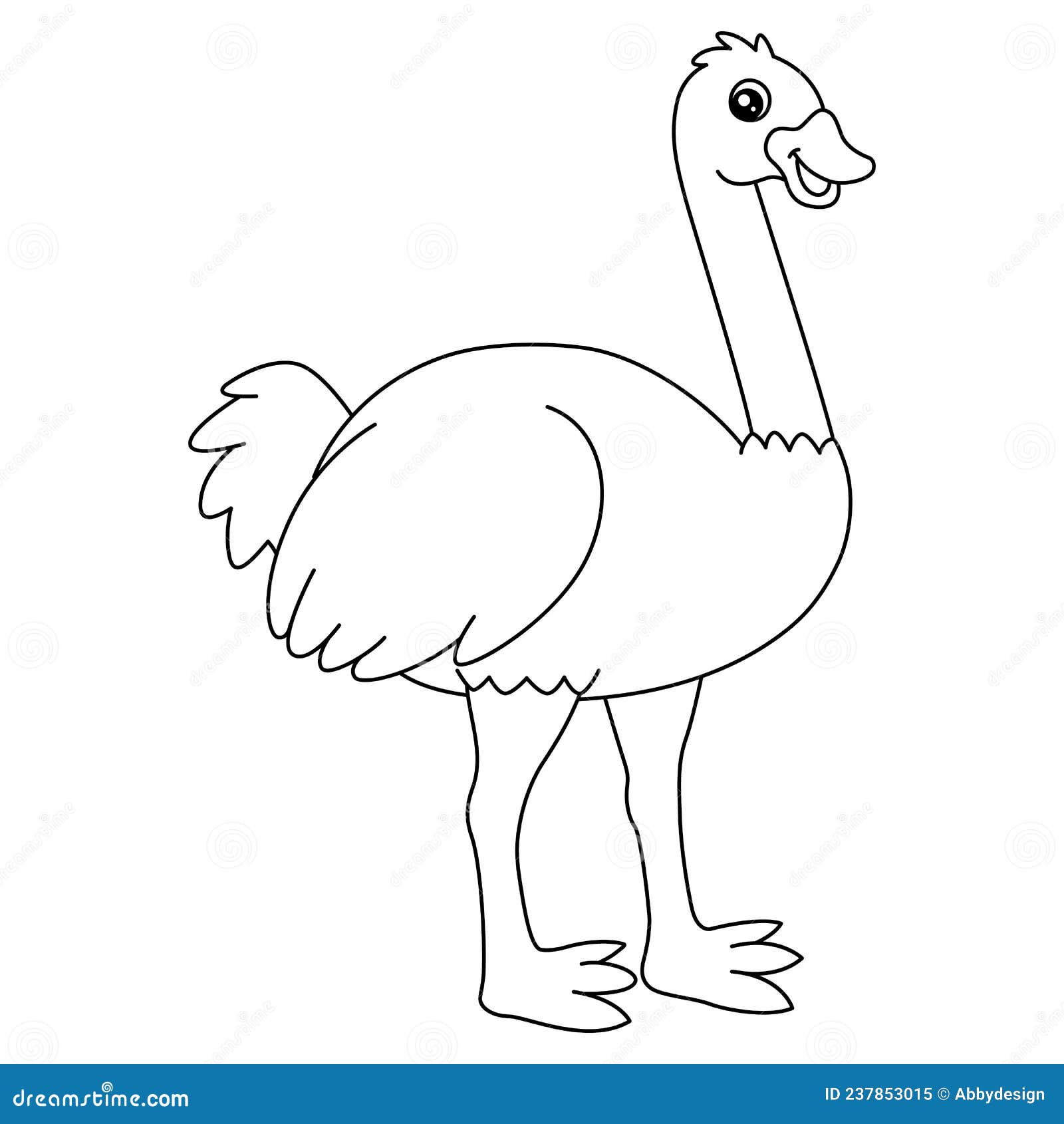 Ostrich coloring page isolated for kids stock vector