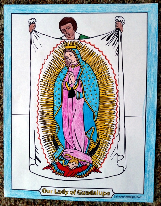 Our lady of guadalupe coloring page âï juan diego and his tilma