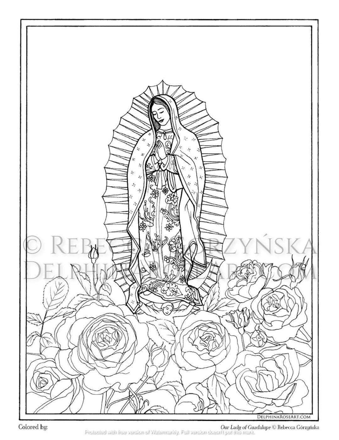 Catholic coloring page our lady of guadalupe pdf coloring page