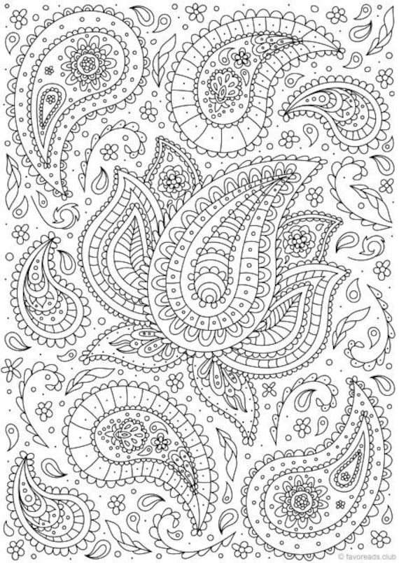 Paisley flower printable adult coloring page from favoreads coloring book pages for adults and kids coloring sheets coloring designs