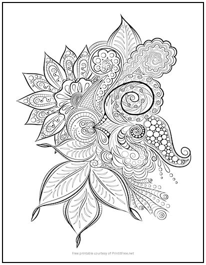 Paisley floral coloring page print it free