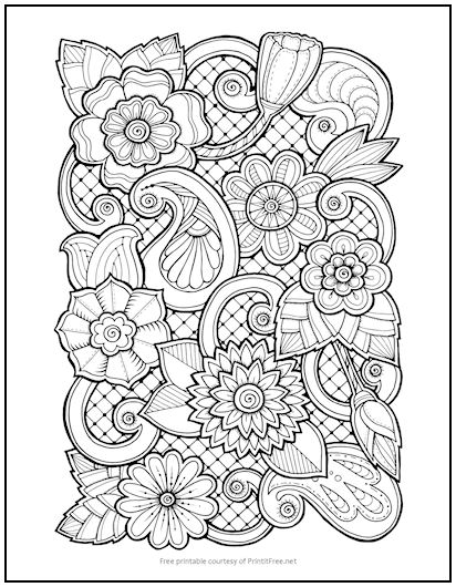 Floral paisley coloring page print it free