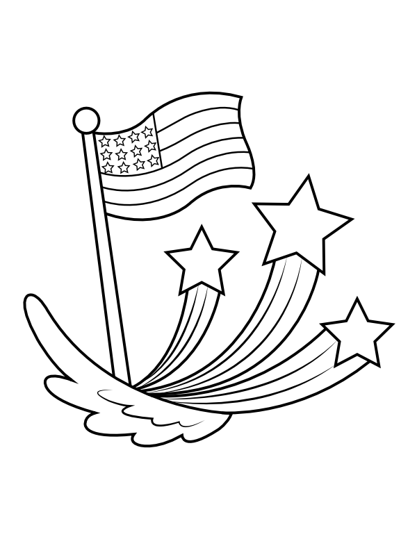 Printable patriotic flag stars and wings coloring page