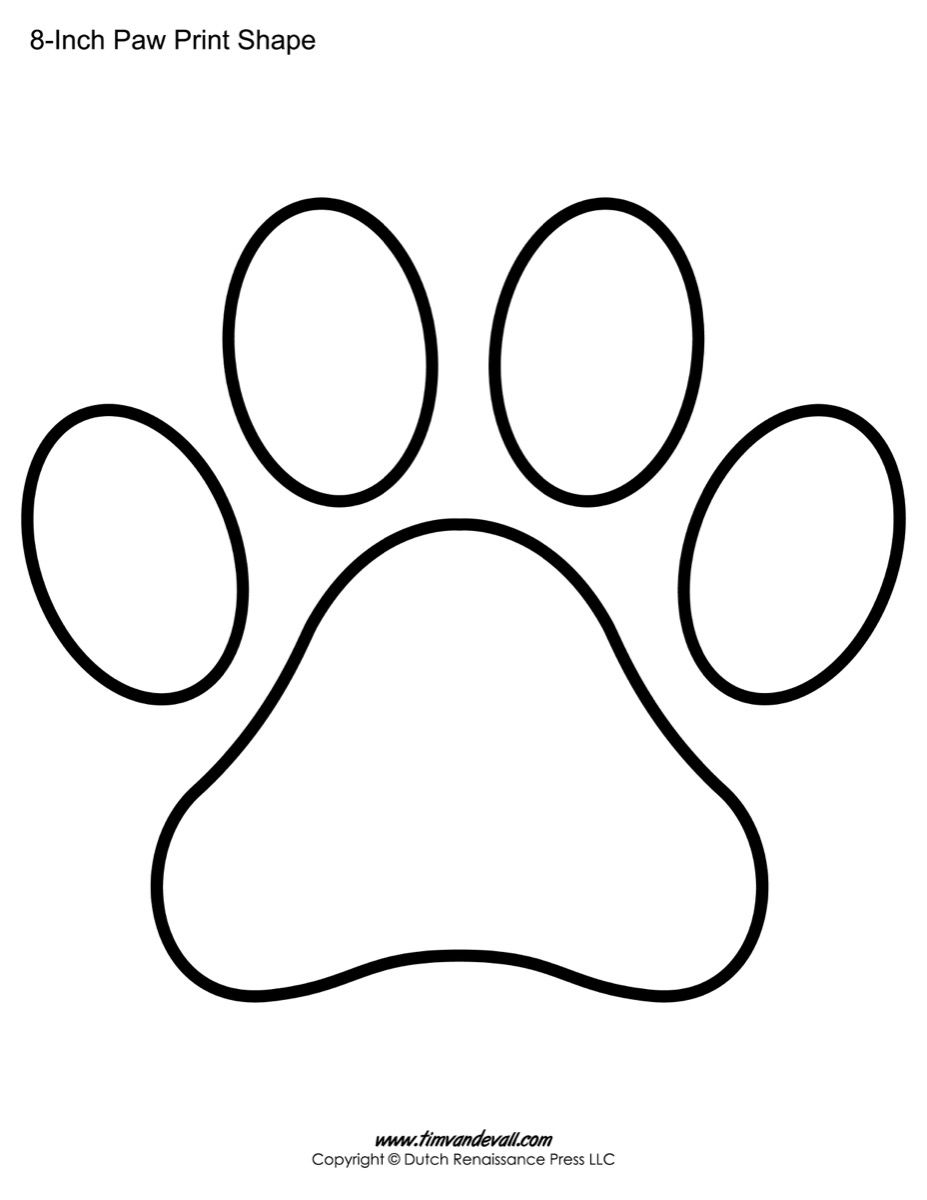 Paw print template shapes â tims printables paw stencil paw print drawing dog paw print