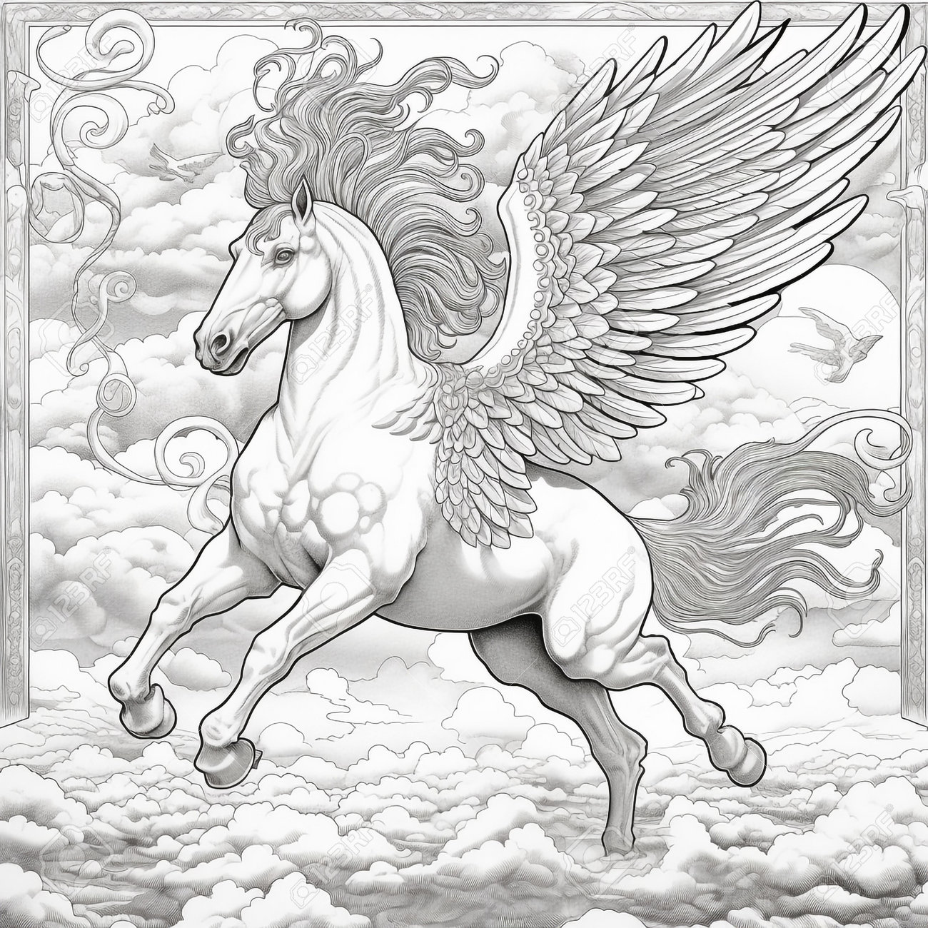 New art pegasus coloring pages stock photo picture and royalty free image image