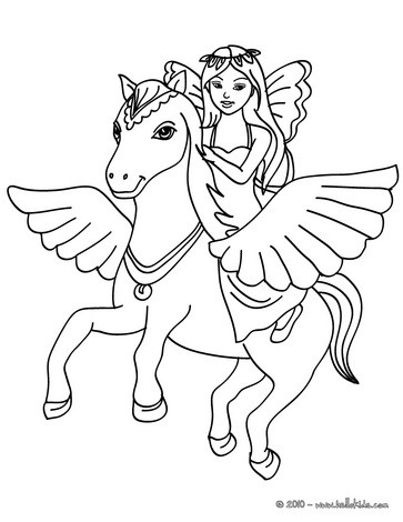 Fairy and pegasus coloring pages