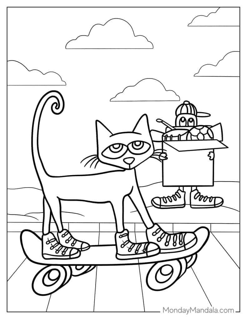 Pete the cat coloring pages free pdf printables