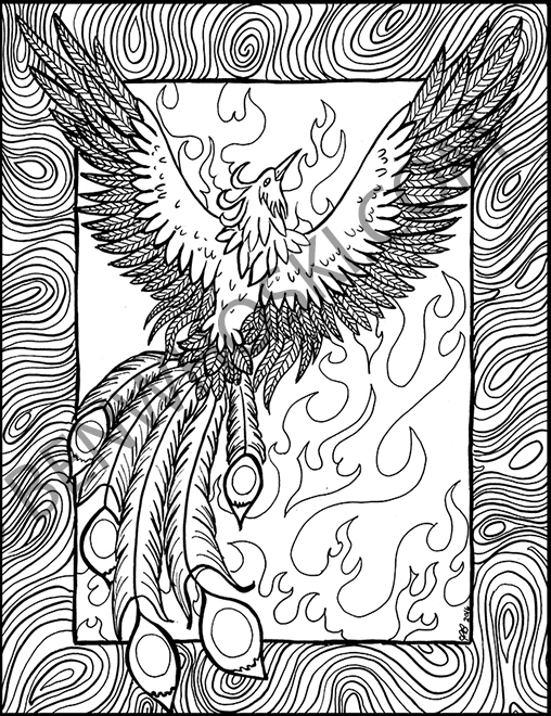 Phoenix rising coloring page by benwhoski on