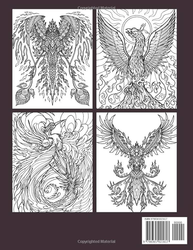 Magical phoenix coloring book mysterious animal coloring pages with incredible illustrations for all ages to unleash the creativity energy joy rainbow books