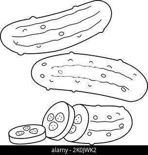 Pickle vegetable coloring page illustration stock vector image art