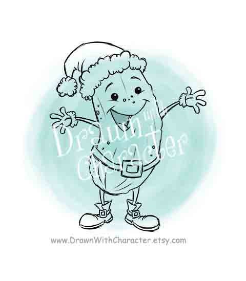 Christmas pickle digital clip art kopykake image instant download