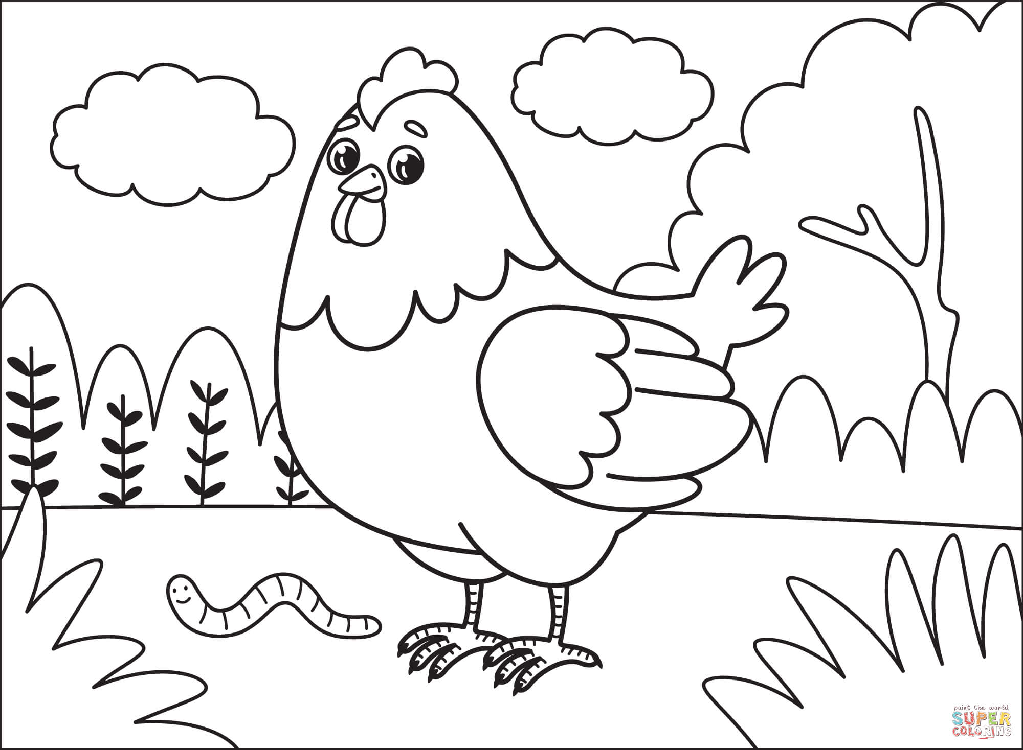 Chicken coloring page free printable coloring pages