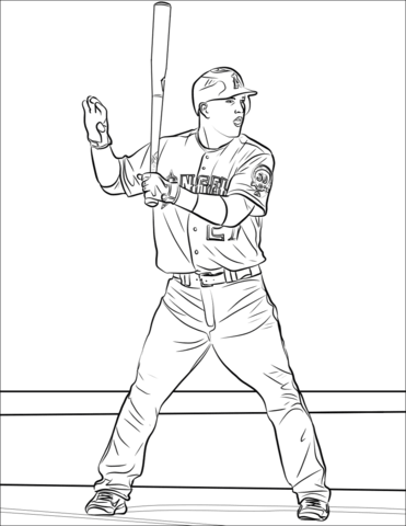 Mike trout coloring page free printable coloring pages