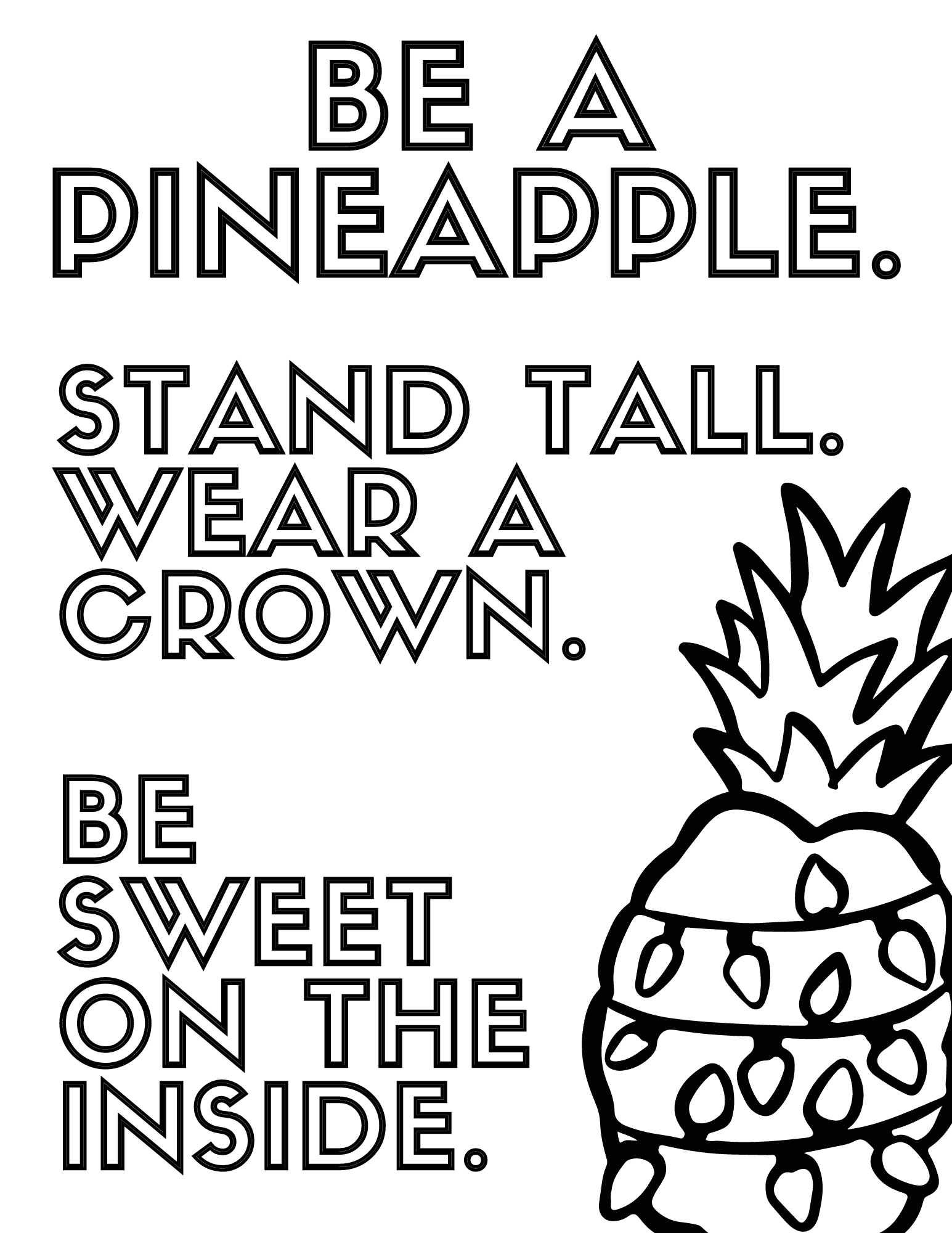 Free printable pineapple coloring pages for kids and adults