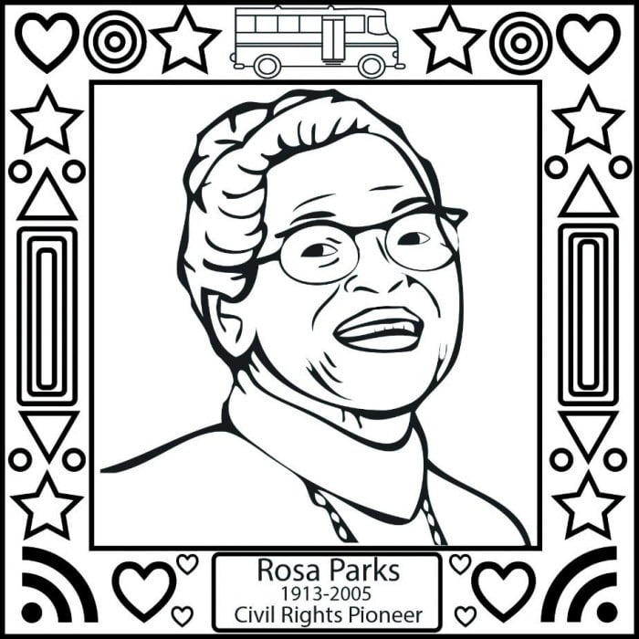 Rosa parks coloring page worksheets