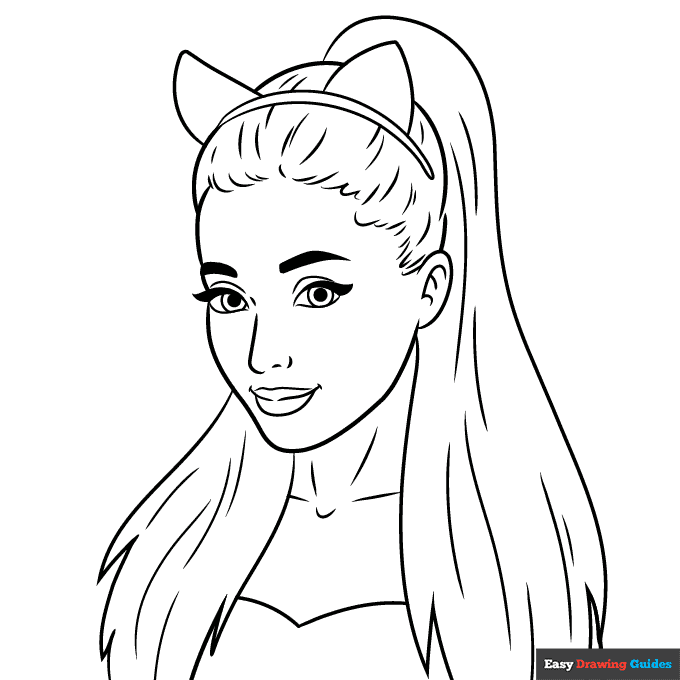 Ariana grande coloring page easy drawing guides