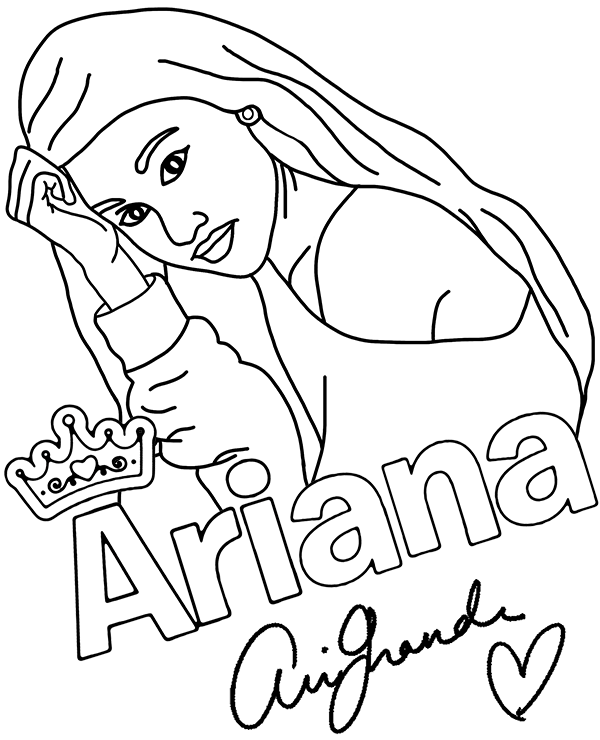 Ariana grande coloring page sheet