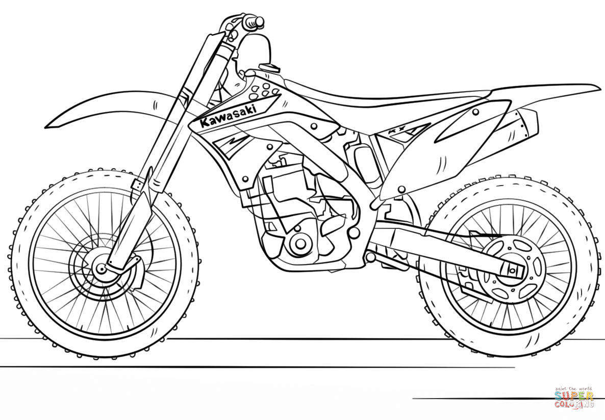 Kawasaki motocross bike coloring page free printable coloring pages