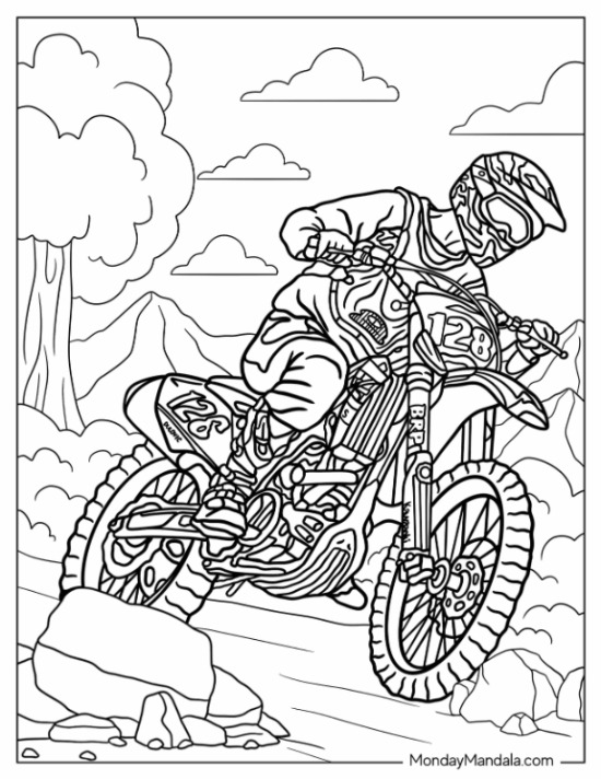Dirt bike coloring pages free pdf printables