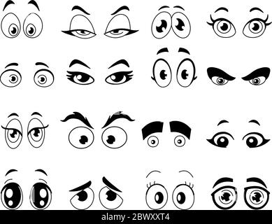 Outlined cartoon eyes set stock vector image art