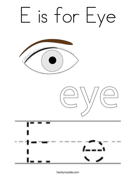 E is for eye coloring page