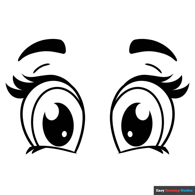 Cute cartoon eyes coloring page easy drawing guides