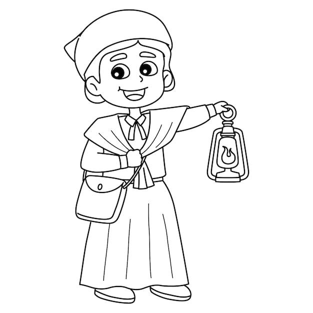 Premium vector harriet tubman isolated coloring page for kids