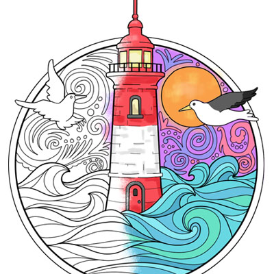 Lighthouse coloring page c